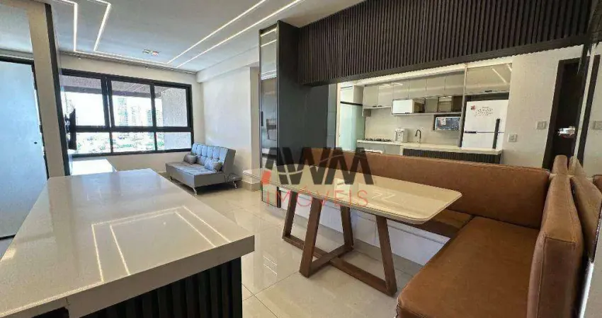 Apartamento mobiliado com 2 suites para alugar, 68 m² - setor marista - goiânia/go