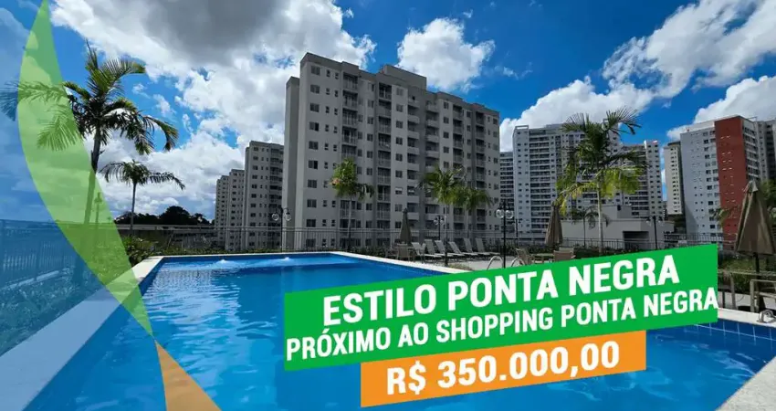Estilo Ponta Negra - 2 Quartos(1 Suíte) - Varanda - Andar Alto