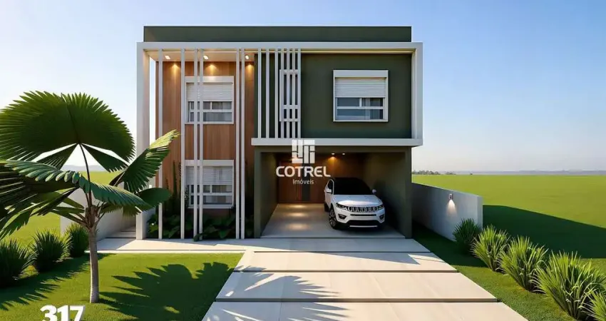 Casa oliva na planta com 04 suítes, 04 banheiros, 01 lavabo e 01 vaga de garagem