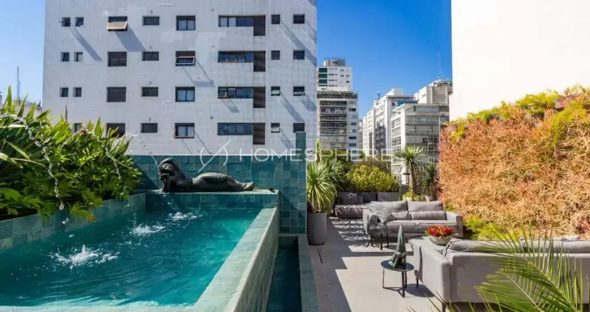 Condomínio mangabeiras higienópolis rua das mangabeiras, 50. cobertura à venda em rua fechada em higienópolis, duplex com 465 m², 3 suítes, piscina, área gourmet, 6 vagas, lazer e segurança