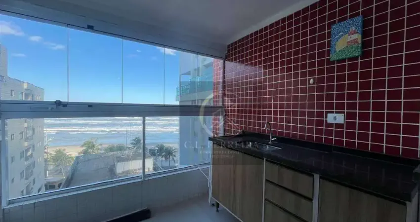 Apartamento 2 dorms, 1 suíte, vista mar, mobiliado, caiçara, praia grande - sp