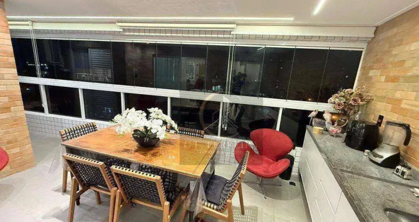 Apartamento com terraço gourmet, 2 dorms ( sendo 1 suíte) à venda, 81 m² por r$ 760.000 - aviação - praia grande/sp