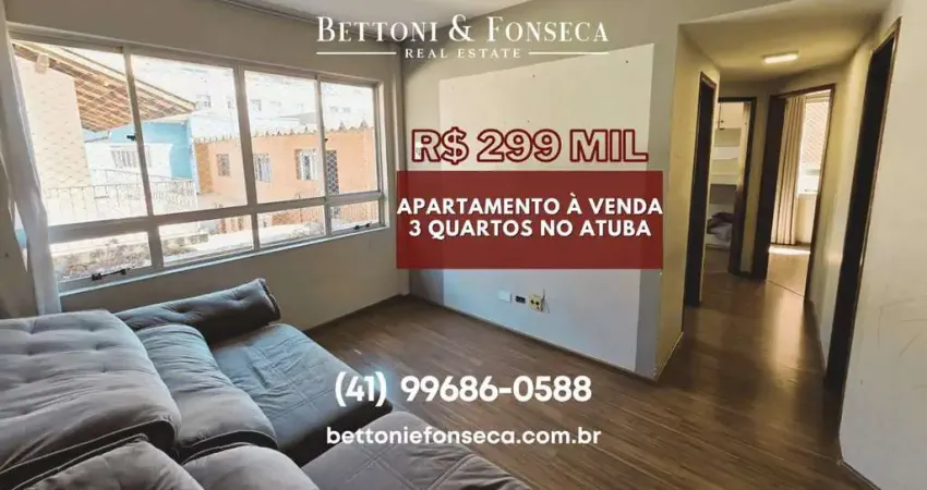 Apartamento com 3 quartos no atuba / bacacheri por r$299.000