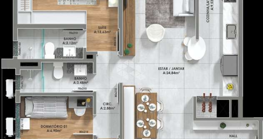 Apartamento com 3 Dormitórios (1 suíte) no Botafogo