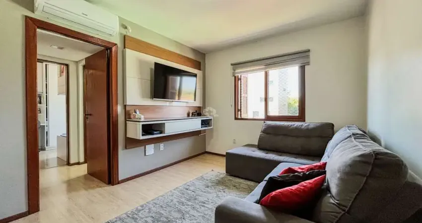Apartamento 2 dormitórios, semimobiliado, churrasqueira, vaga coberta, localizado no bairro Jardim Mauá, próximo do Centro de Novo Hamburgo.