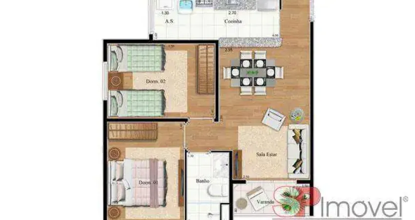 Apartamento zona norte 50m 2 dormitorios com lazer completo semi-momiliado