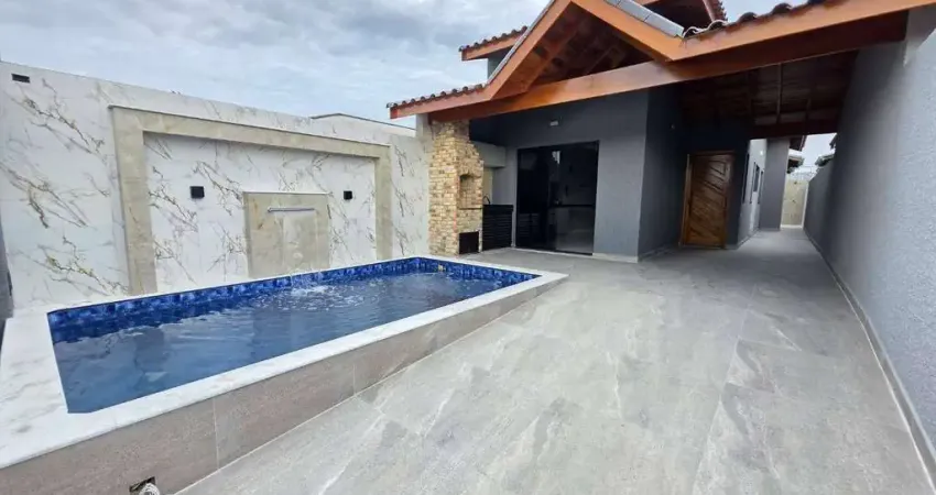 Casa térrea nova e moderna com piscina - flora rica ii - peruíbe/sp