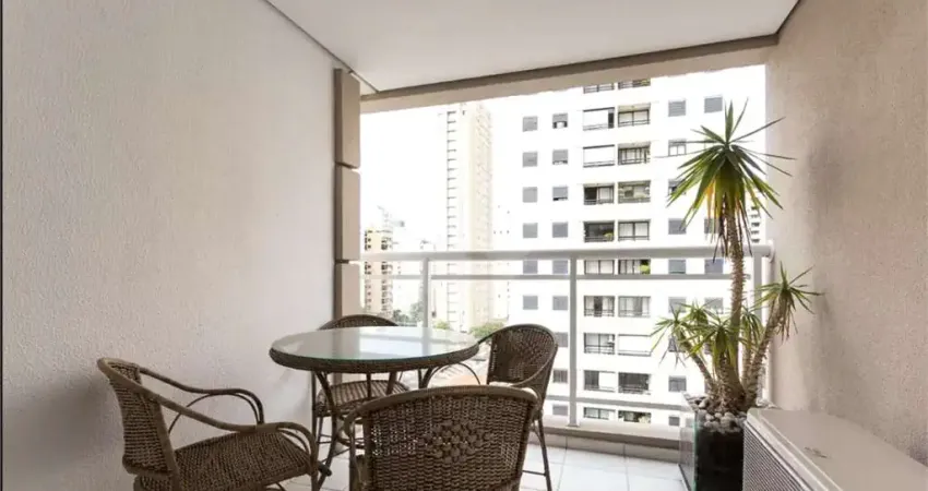 Apartamento com varanda mobiliado de 60m2, 2 dormitórios, sendo 1 suíte, lazer completo na vila olímpia.