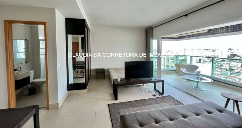 Studio mobiliado para locação no Composite Anália Franco, São Paulo-SP: 1 quarto, 1 banheiro, 2 vagas de garagem - 55,00 m².