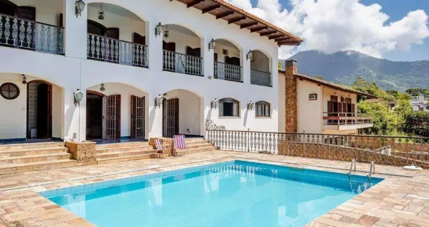 Sobrado a venda com vista panoramica para o mar, 04 suites, piscina, espaco gourmet completo , praia do arrastao, sao sebastiao - sp.