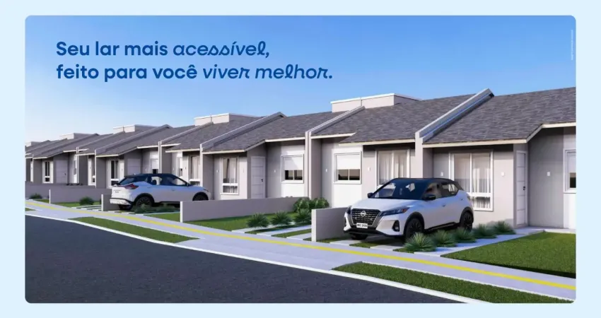 Casas térreas em gravataí com 48 m², 2 dormitórios e pátio privativo