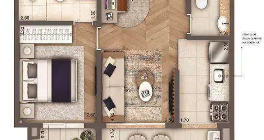 Apartamento 1 Dormitório (47m²), 1 Suíte, Terraço, 1 Vagas. More ao lado da estação Vila Mariana