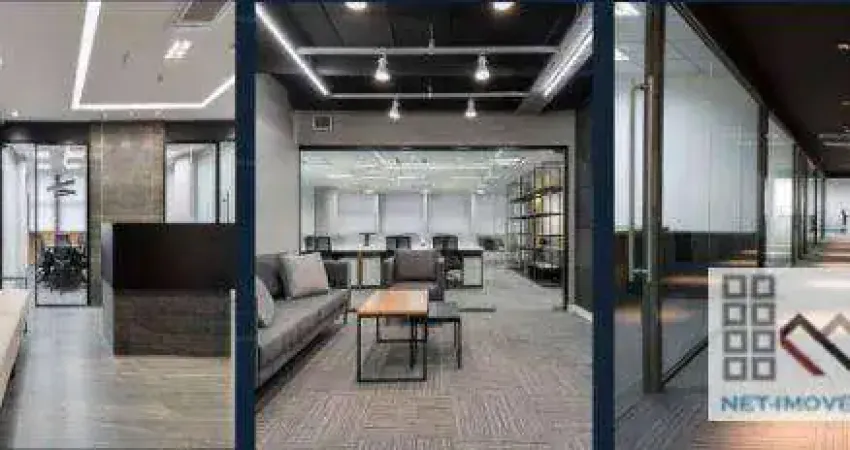 Conjunto Comercial (280m²), 2 Banheiros, 100% mobiliado, 5 Vagas. Na região da Berrini.