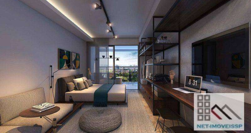 Studio 1 Dormitório (33,2m²), 1 Banheiro Social, Terraço.  Próximo da estação Campo Belo