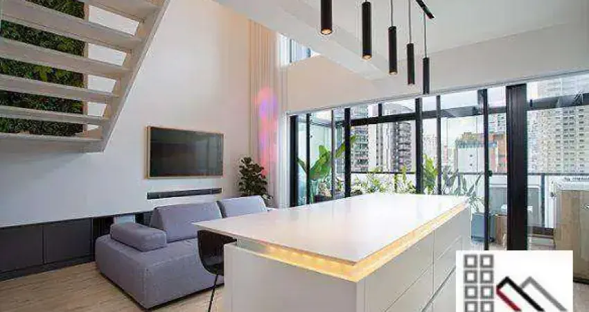 Apartamento duplex 1 dormitórios (67,50m²), 1 suíte, mobiliado, varanda, 2 vagas. a 200 metros da estação campo belo