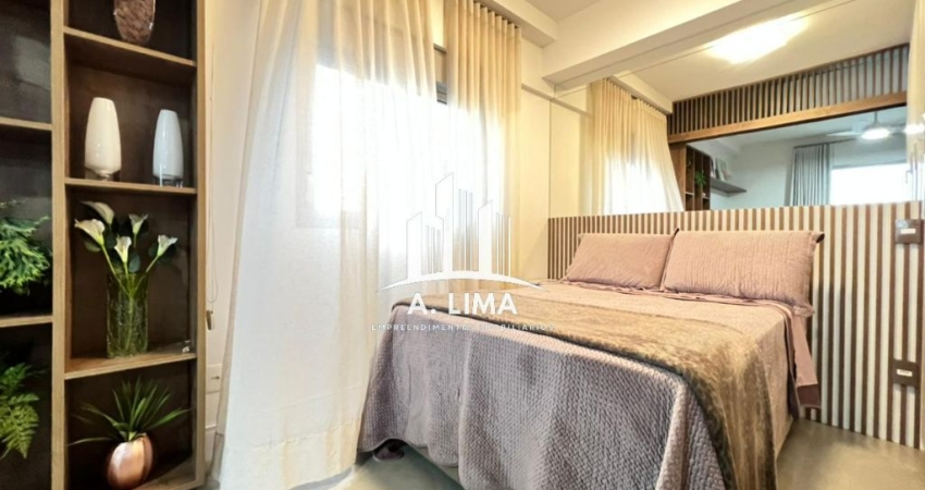 PORTEIRA FECHADA - Apartamento VISTA MAR com 01 suíte totalmente mobiliado e lazer completo, no bairro Boqueirão em Santos.