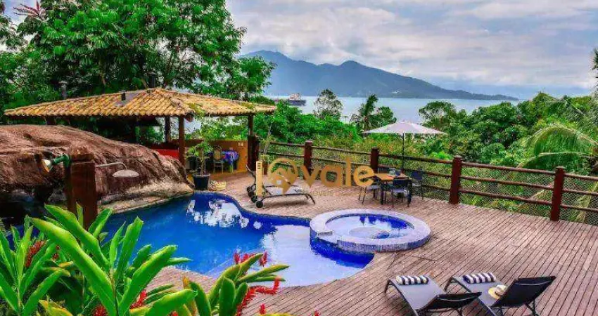 Casa charmosa com vista panorãmica, construída com materiais de demolicão para venda/locação, apenas 200mts da praia - siriúba - ilhabela/sp