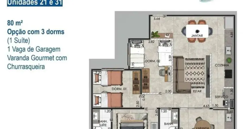 Apartamento com 3 quartos à venda na Rua Regente Feijó, 54, Vila Bocaina, Mauá