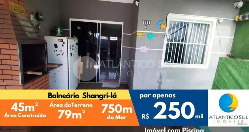Casa com piscina e 2 quartos, praia de shangri-lá, pontal do parana - pr