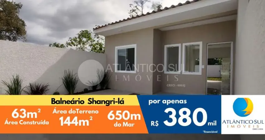 Casa nova, 2 quartos sendo 1 suíte, 650m do mar, pontal do parana - pr