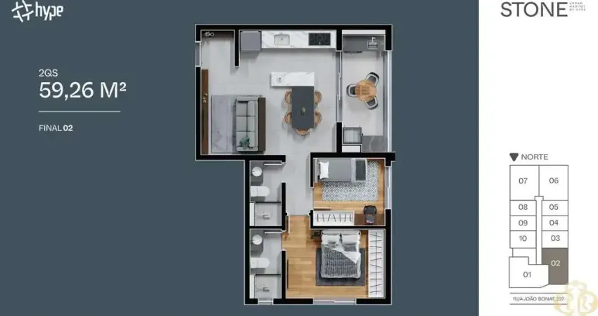 Stone Urban Habitat - Apartamento à venda no bairro Novo Mundo - Curitiba/PR