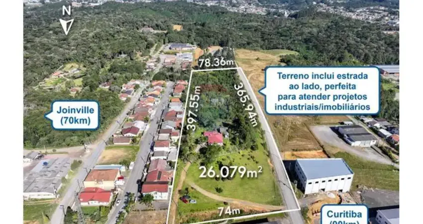 Terreno comercial e industrial com casa em Santa Catarina, São Bento do Sul com 26.000m2 ao lado da SCM Tecmatic