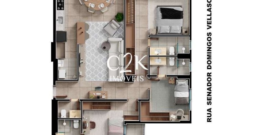 Apartamento com 3 quartos à venda na Avenida Areião, lote 18/20, Setor Pedro Ludovico, Goiânia
