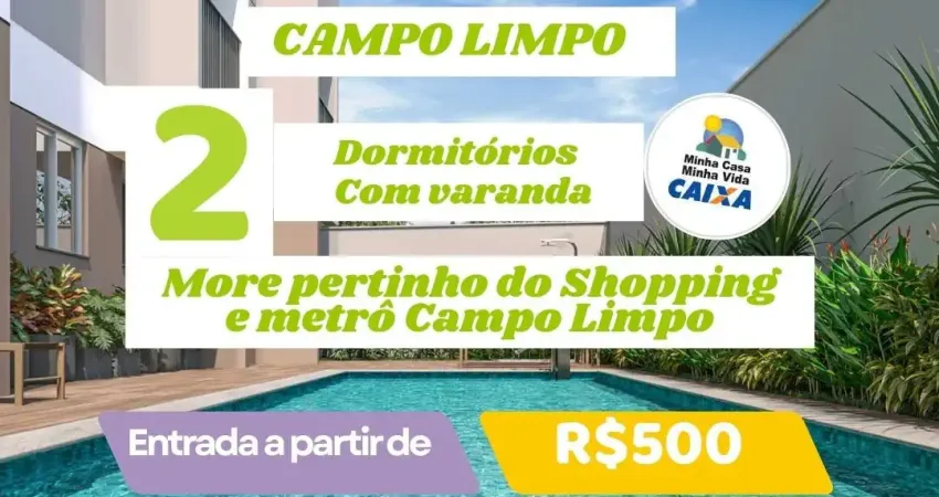 Apartamenos de 2 dormitórios com varanda ao lado do metrô e shopping campo limpo