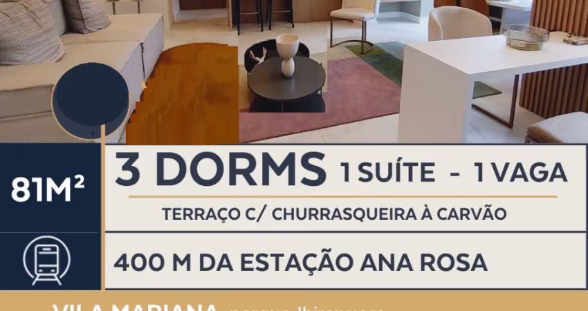 VILA MARIANA APTO DE 81M² 3 DORMS AO LADO DO PARQUE IBIRAPUERA