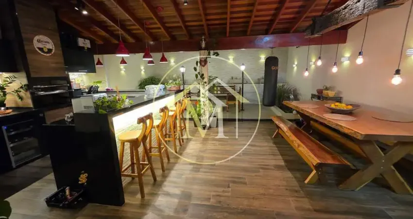 Espetáculo de casa 3 quartos c/ espaço gourmet no condomínio villa flora