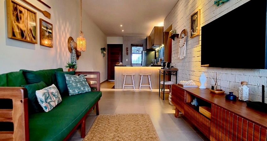 Apartamento mobiliado à venda em Imbassaí – Condomínio Casa Amarela com acesso à praia