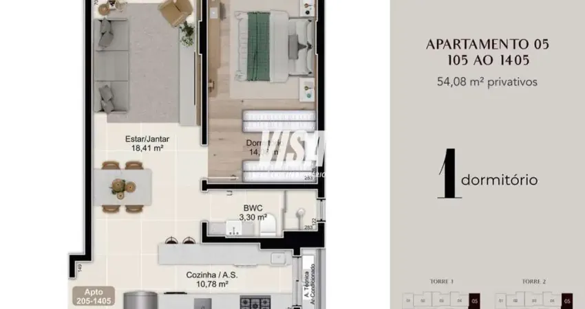 Apartamento com 1 quarto à venda na Eugencio Raulino Koerich, 300, Campinas, São José