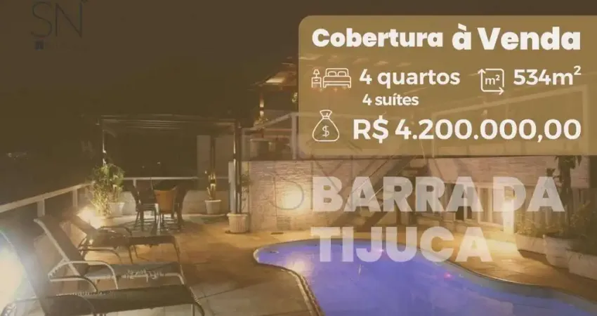 Cobertura com 4 dormitórios à venda, 543 m² por R$ 4.200.000,00 - Barra da Tijuca - Rio de Janeiro/RJ