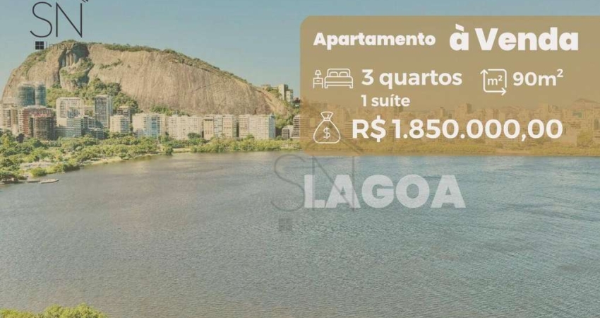 Apartamento com 3 dormitórios à venda, 90 m² por R$ 1.800.000,00 - Lagoa - Rio de Janeiro/RJ