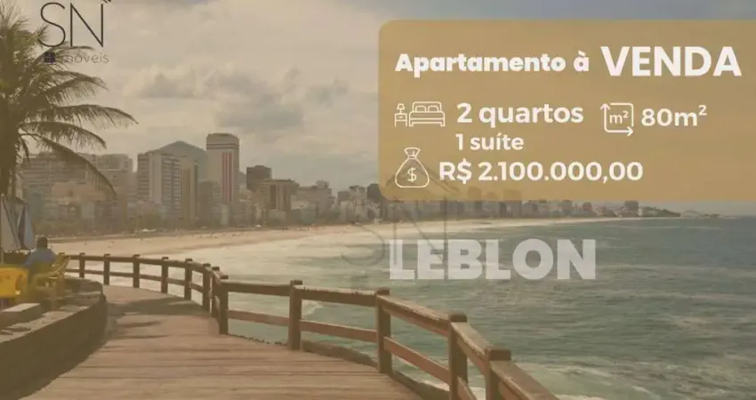 Apartamento com 2 dormitórios à venda, 80 m² por R$ 2.100.000,00 - Leblon - Rio de Janeiro/RJ