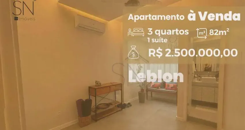 Apartamento com 3 dormitórios à venda, 82 m² por R$ 2.500.000,00 - Leblon - Rio de Janeiro/RJ