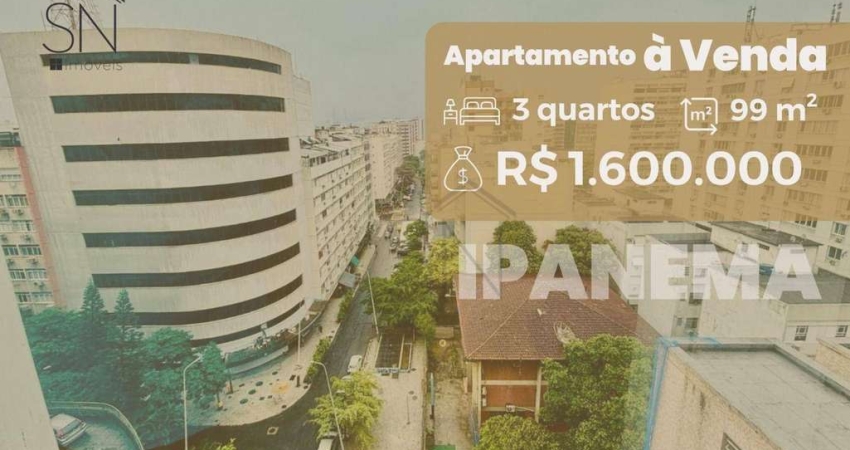Apartamento com 3 dormitórios à venda, 99 m² por R$ 1.600.000,00 - Ipanema - Rio de Janeiro/RJ