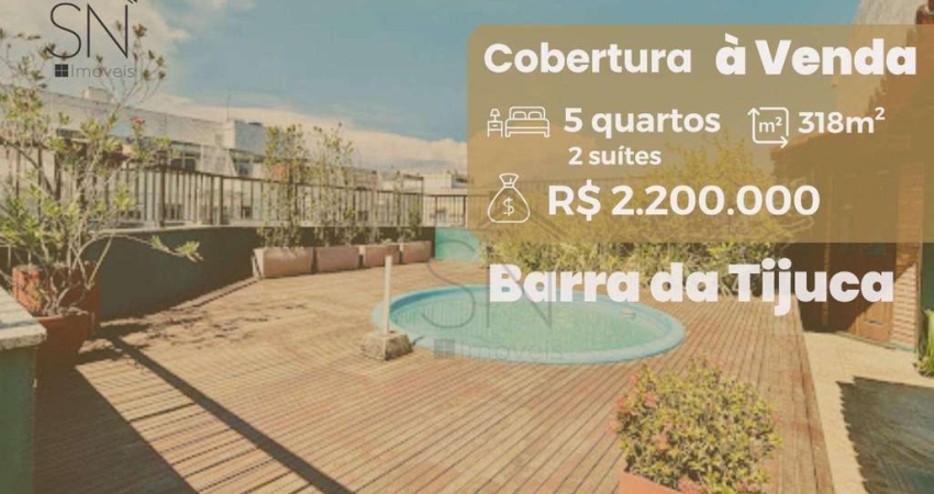 Cobertura com 5 dormitórios à venda, 318 m² por R$ 2.200.000,00 - Barra da Tijuca - Rio de Janeiro/RJ