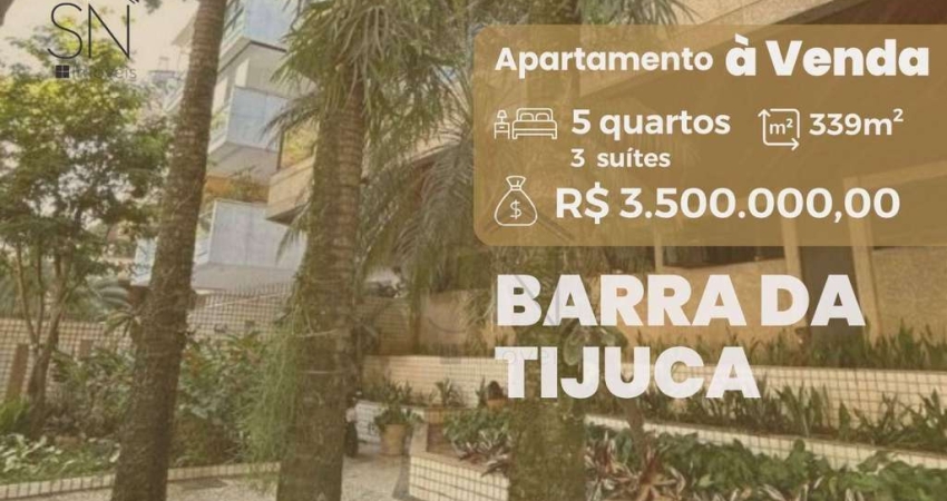 Apartamento com 5 dormitórios à venda, 339 m² por R$ 3.500.000,00 - Barra da Tijuca - Rio de Janeiro/RJ