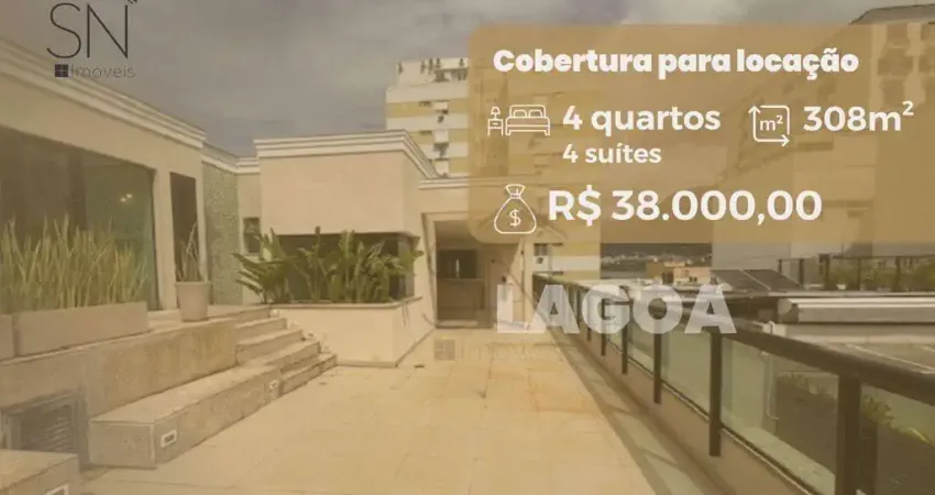 Cobertura com 4 dormitórios para alugar, 308 m² por r$ 48.850,00/mês - lagoa - rio de janeiro/rj
