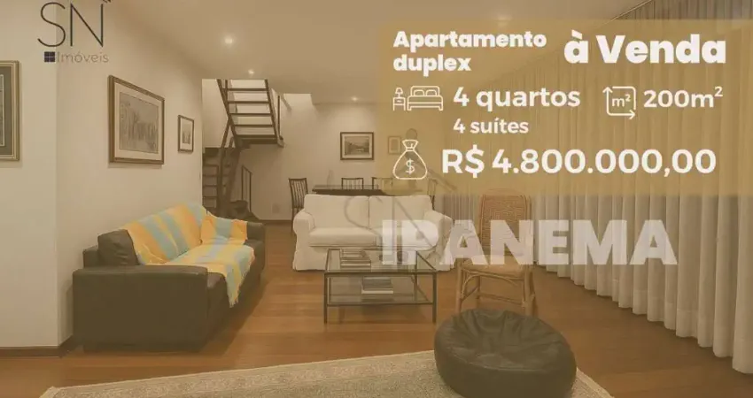 Apartamento com 4 dormitórios à venda, 200 m² por r$ 4.800.000,00 - ipanema - rio de janeiro/rj