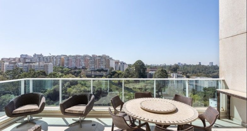 Apartamento 186 metros com pé direito duplo no living e varanda 3 suítes e 4 vagas Panamby