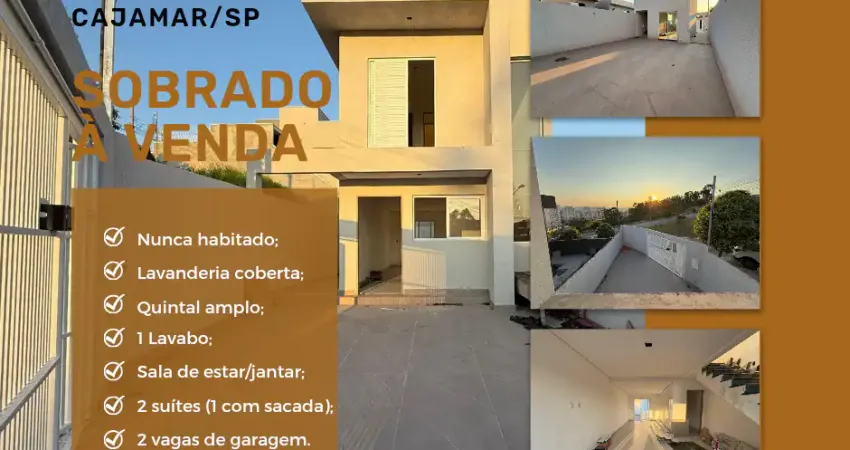 Sobrado para vender, pronto para morar, R$ 709 mil, 2 suítes (1 com sacada), 2 vagas, quintal amplo,  excelente localização, Portais III, Cajamar/SP