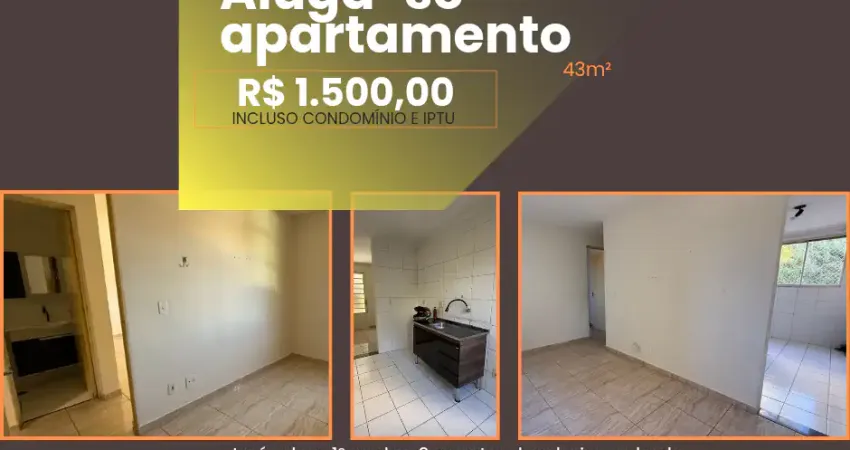 Apartamento para alugar por R$ 1.500,00, menor valor da região, 2 dorms, 1 vaga, 1° andar, 43m²