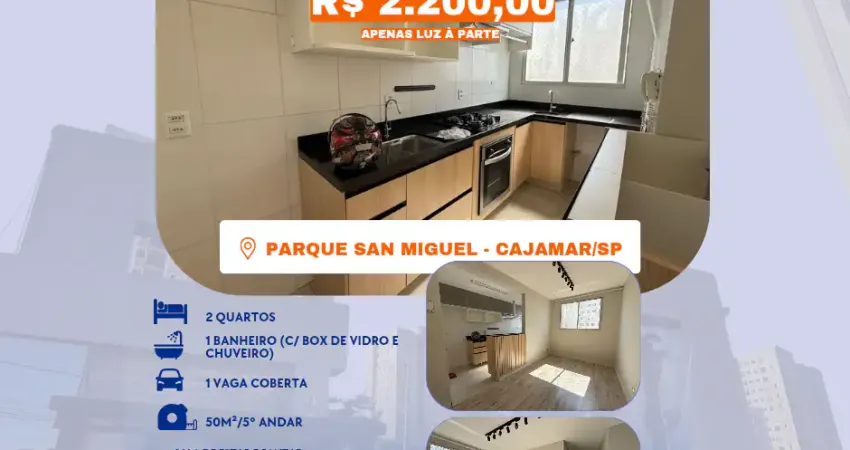 Apto para alugar, 5° andar, 1 vaga coberta, 2 dorms, 50m², San Denis,  Cajamar/SP