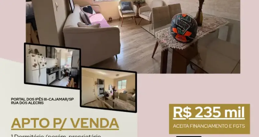 Apto para venda em portaisiii/cajamar, 1 dorm, 235 mil, 39m², 1 vaga coberta e em excelente estado de consevação. confiram: