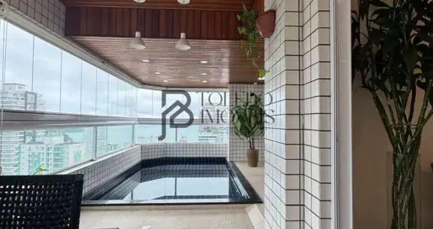 Apartamento alto padrão, 04 suites, piscina na sacada com vista mar e morro xixova - canto do forte/pg