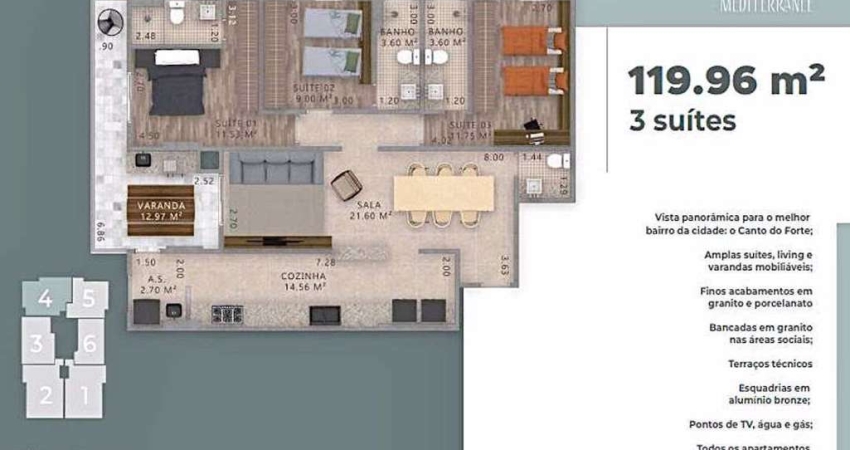 Apartamento Residencial à venda, Canto do Forte, Praia Grande - AP1124.