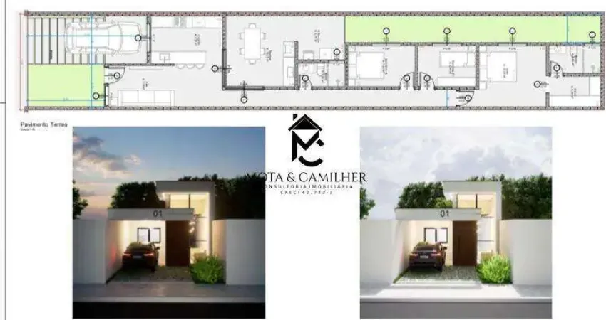 Casa térrea com 3 quartos e varanda gourmet à venda em via pública