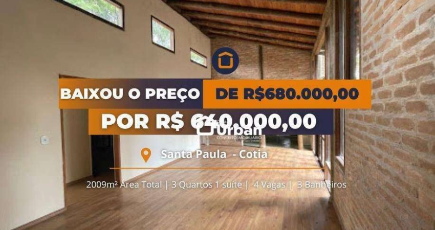 Chácara com 3 dormitórios à venda, 2009 m² por R$ 640.000,00 - Santa Paula  - Cotia/SP